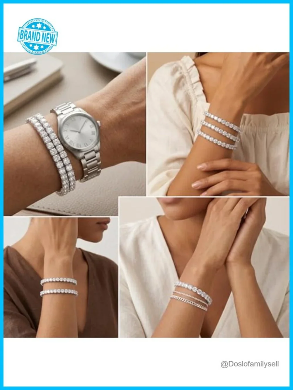 3-Piece Silver Plated Tennis Bracelet Set with Cubic Zirconia Adjustable